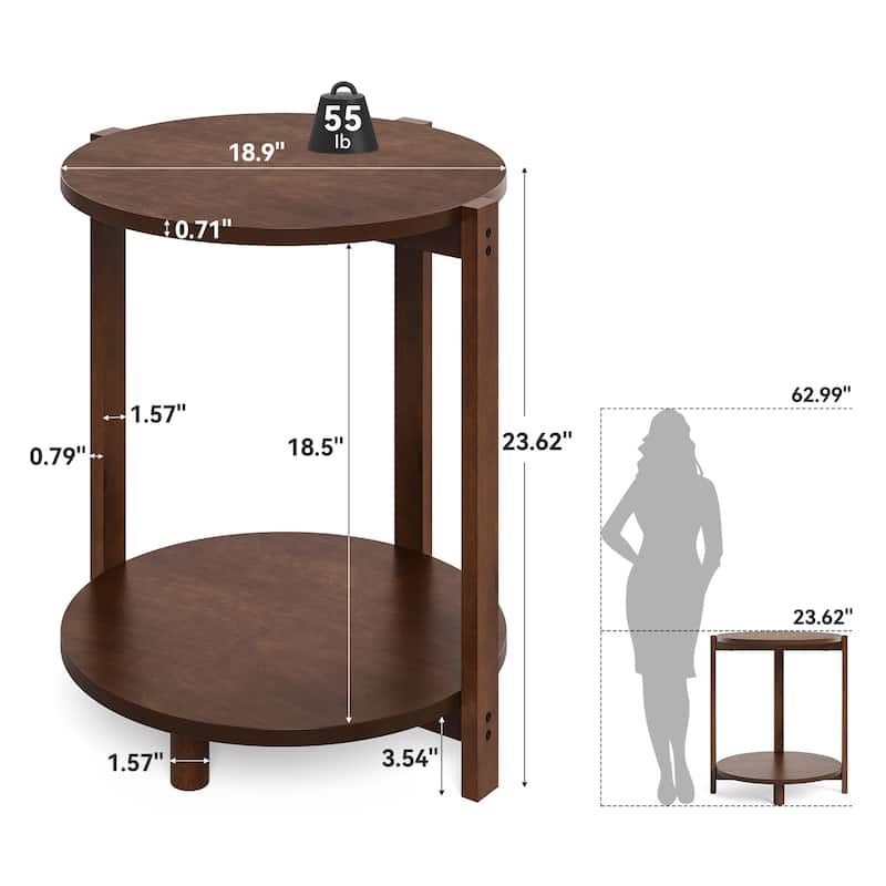 Solid Wood Side Table for Living Room