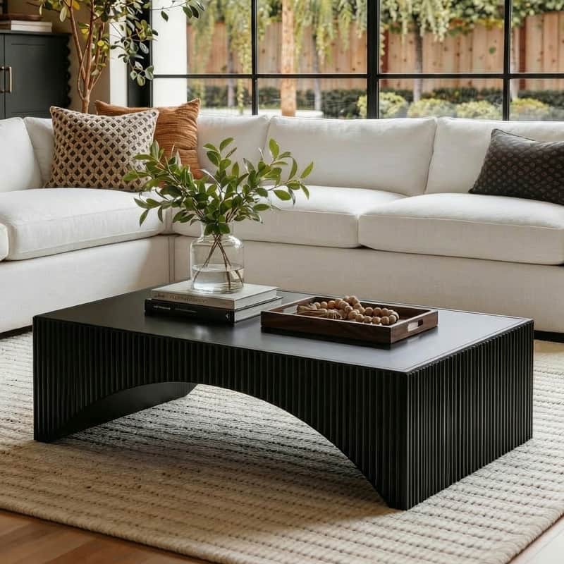 Modern Fluted Arch-Base Coffee Table