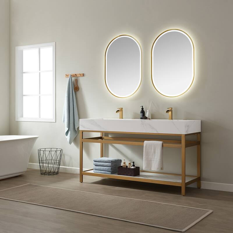 Bilbao 60" Vanity ,stainless steel bracket and Countertop,Mirror