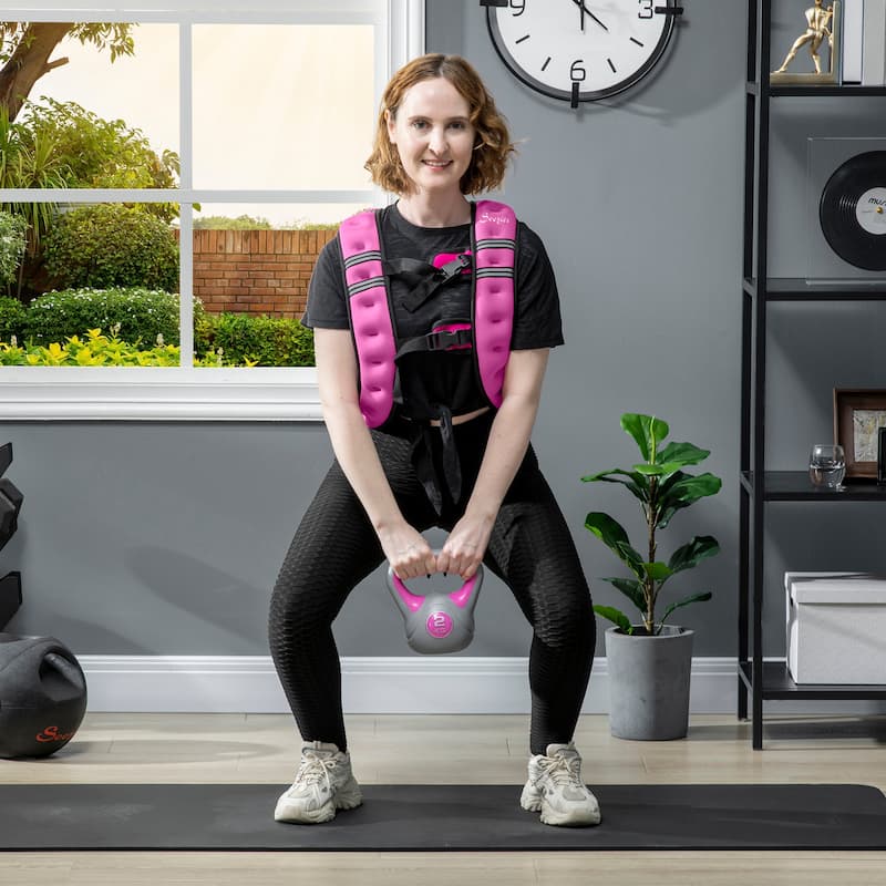 Soozier Weight Vest Workout Equipment Adjustable 18lbs Weighted Vest for Men Women - Pink