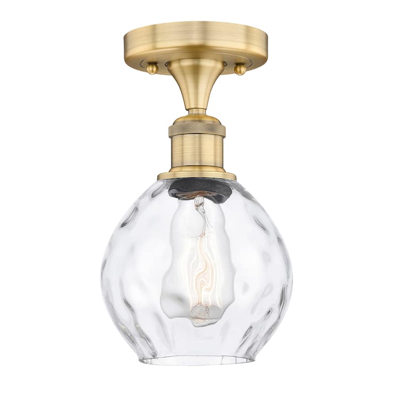 Innovations Lighting Waverly - 1 Light 6" Semi-Flush Mount - Clear/Brushed Brass