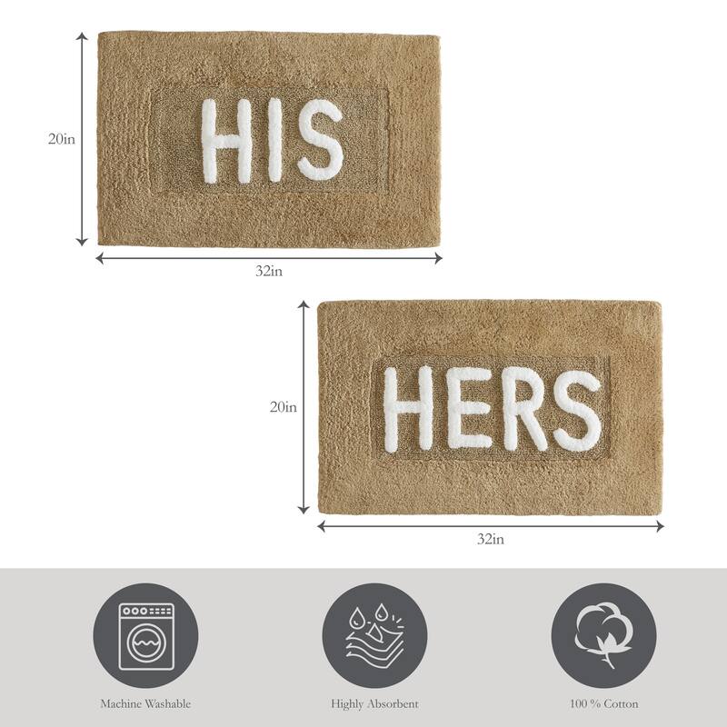 Jean Pierre HIS & HERS Cotton 2-Piece Bath Rug Set