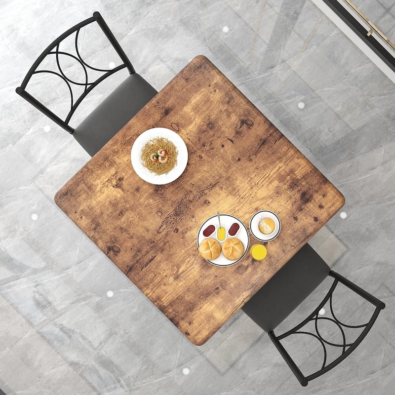 Dining Table and Upholstered Chairs Set 2, Metal Frame Compact Dining