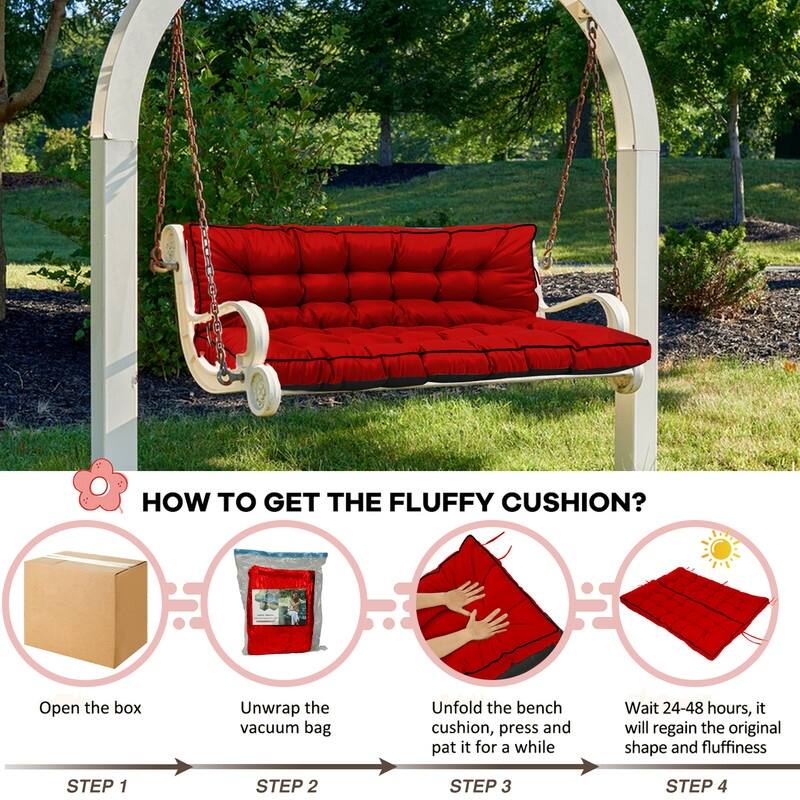 Porch Swing Replacement Cushion, 55in Outdoor Bench Cushions with Backrest Thicken 4"