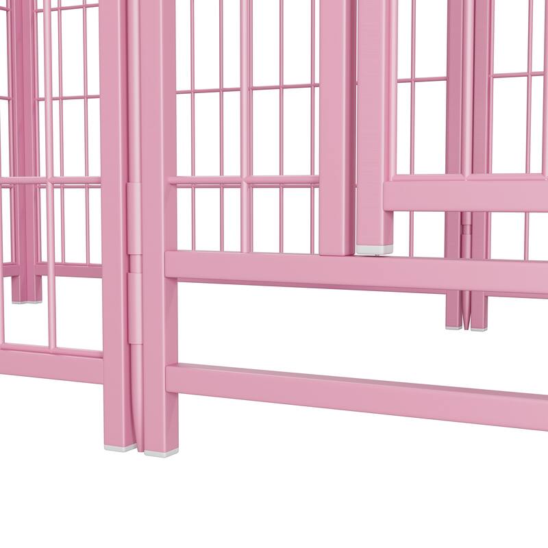 24" Dog Pen 8 Panel Dog Playpen Indoor Outdoor Metal Puppy Pet Fence Portable Folding Animal Exercise Fence