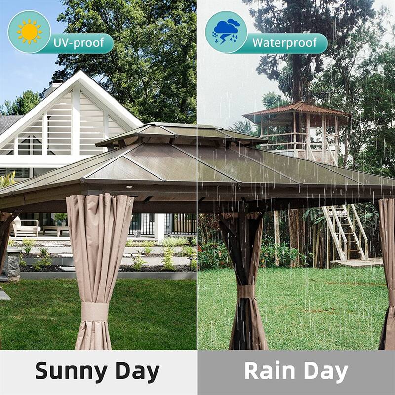 10'x12' Outdoor Gazebo with Polycarbonate Double Roof