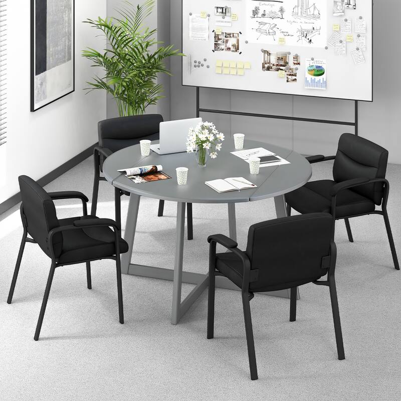 Gymax Set of 6 Waiting Room Chair No Wheels w/ Padded Armrests Guest