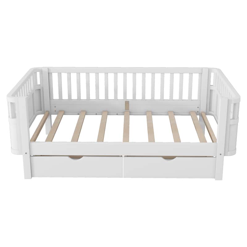 GDF Studio - Willow Twin Wood Platform Bed with Storage Drawers and Rails