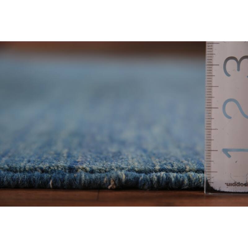 Tribal Modern Blue Gabbeh Area Rug Hand-Knotted Oriental Wool Carpet - 6'7" x 9'8"