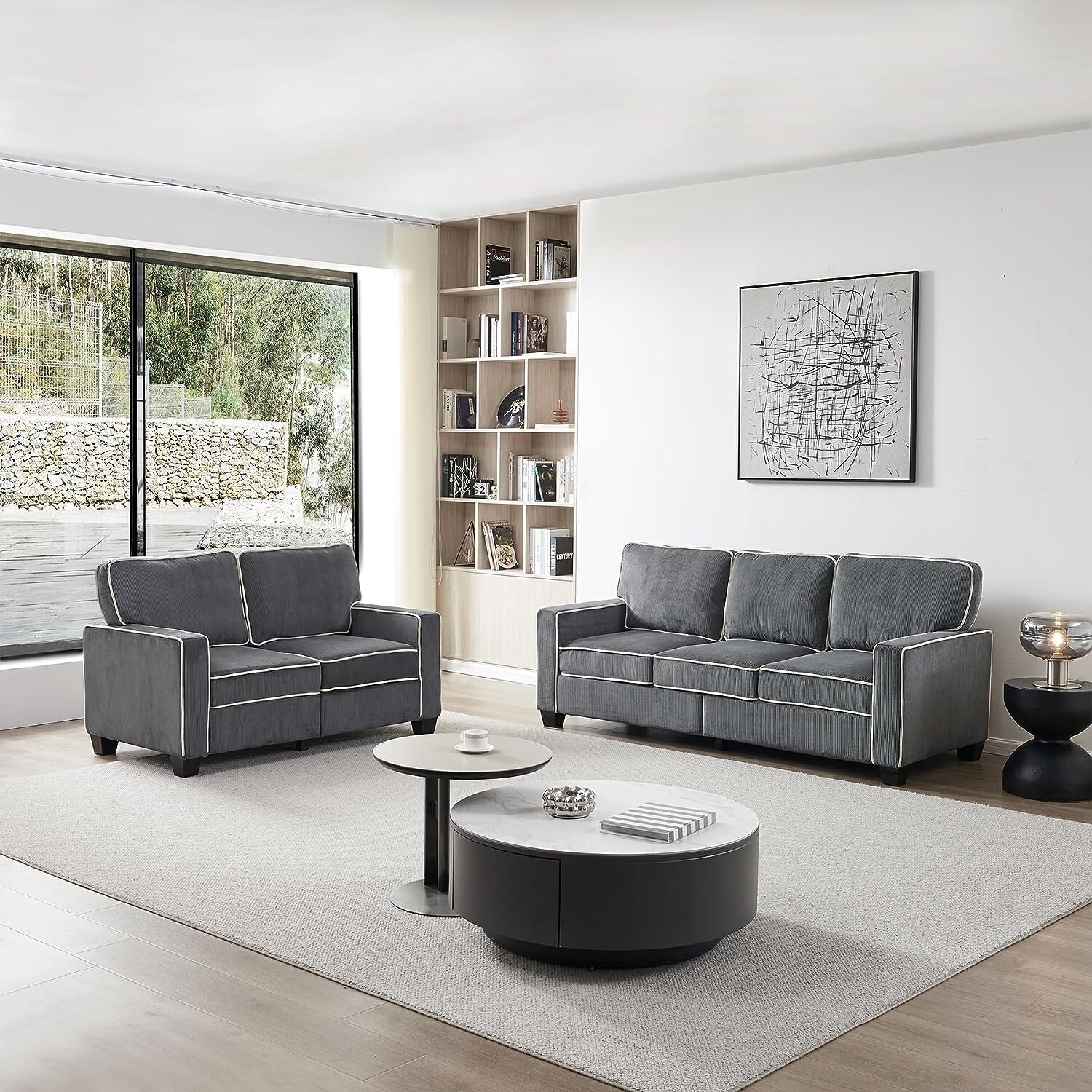 57inch Loveseat Sofa with Storage Mid Century Modern Small