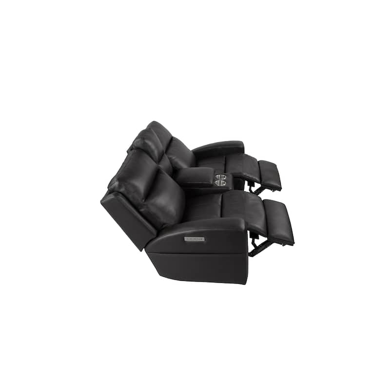 URlivingroom Top Grain Leather Power Reclining Loveseat with Console Storage, USB Charge Port - 79.5"W*39.25D*40.5"H