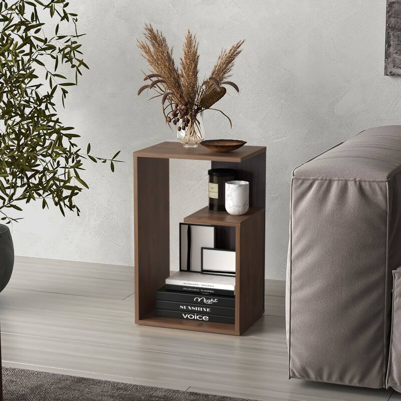 25" High 3-Tier Open Shelf Side Table For Living Room - Multicolor