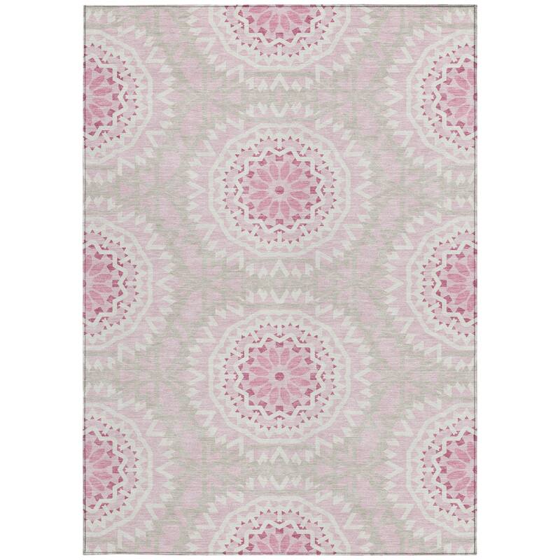 HomeRoots Floral Medallion Transitional Rectangle Outdoor Rug