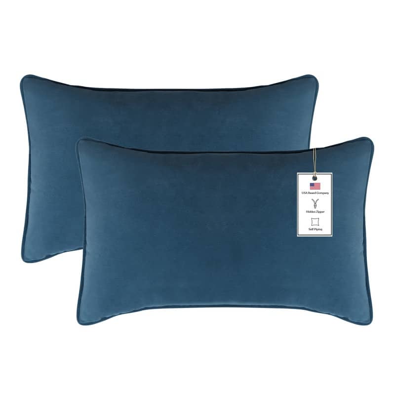 A1HC Set of 2 Luxurious Fine Soft Velvet Throw Pillow Covers Only, For Sofas, Beds, Vibrant Colors and Hidden Zipper