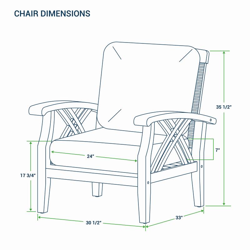 Cambridge Casual Carmel 3-Piece Teak Patio Chat Set with Cushions