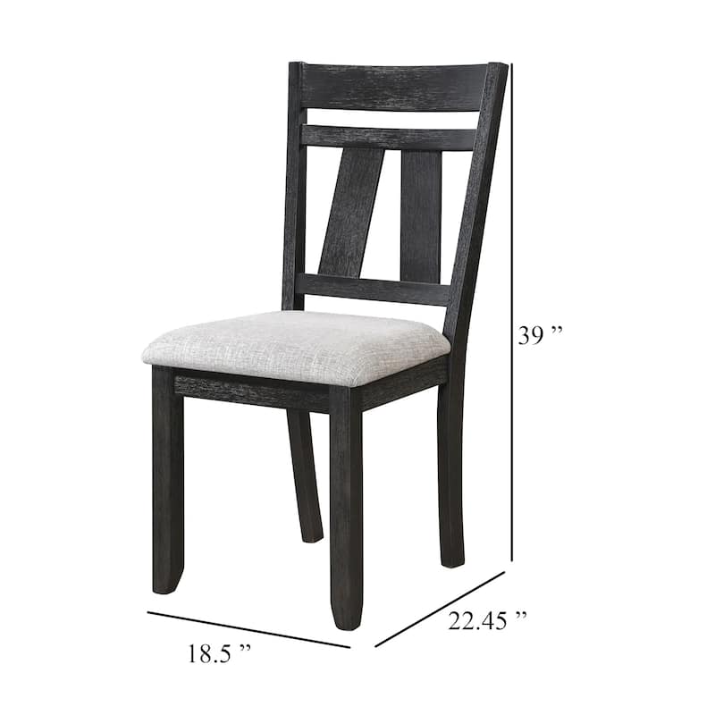 Riby Dining Chair Set of 2, Black Wood Frame, Gray Linen Seating