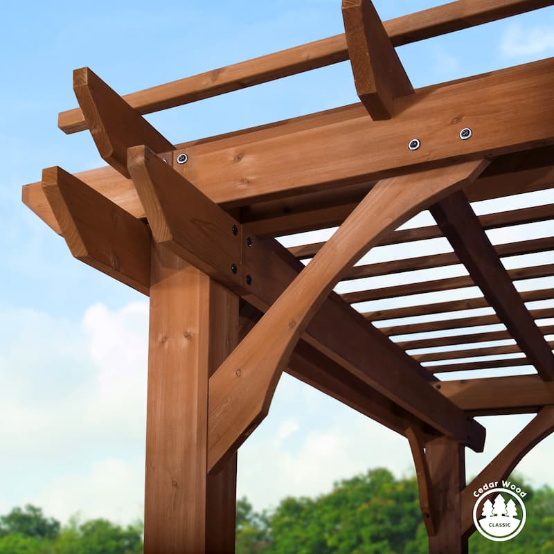 Backyard Discovery Beaumont 10'x10' Cedar Wood Pergola w/ Trellis Roof