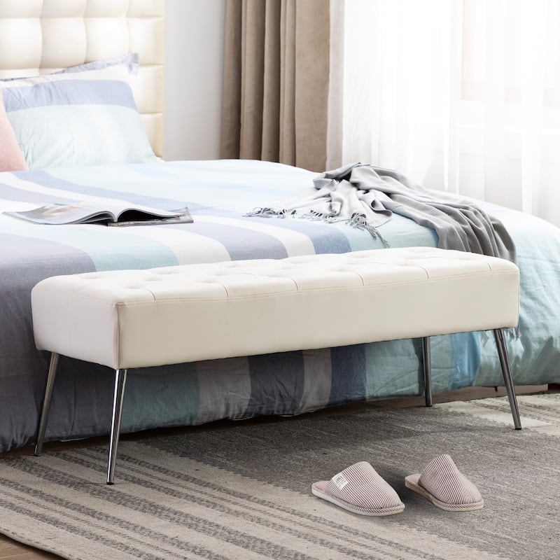 Modern 44" Length Button Tufted Bench