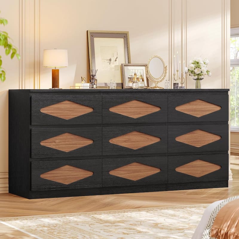 Dresser for Bedroom Chest of Deep Drawers Storage Dressers Organizer - 9-drawer