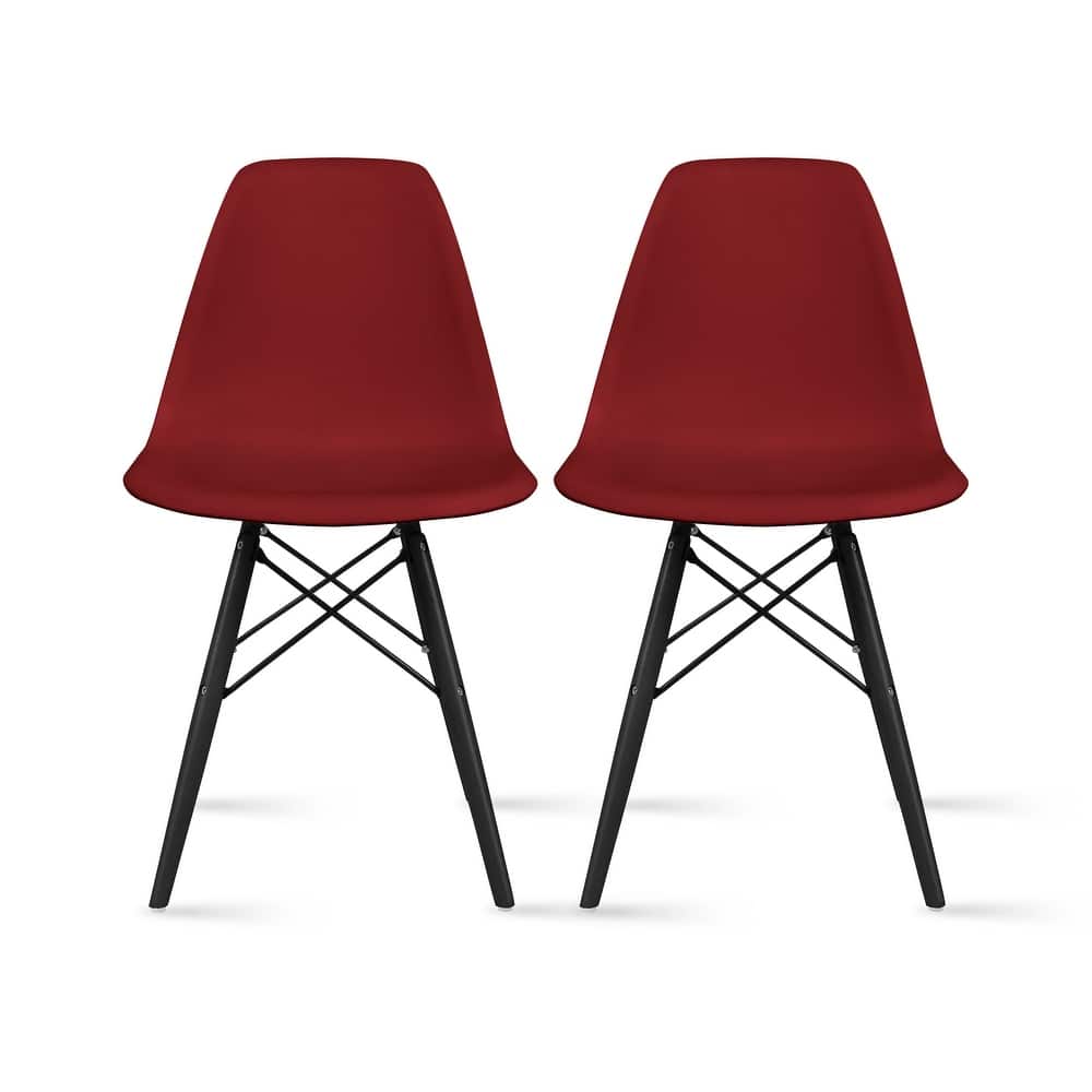 Plastic Eiffel Chairs Solid Wood Legs Molded Modern Armless Side Dining For Kitchen Work Office