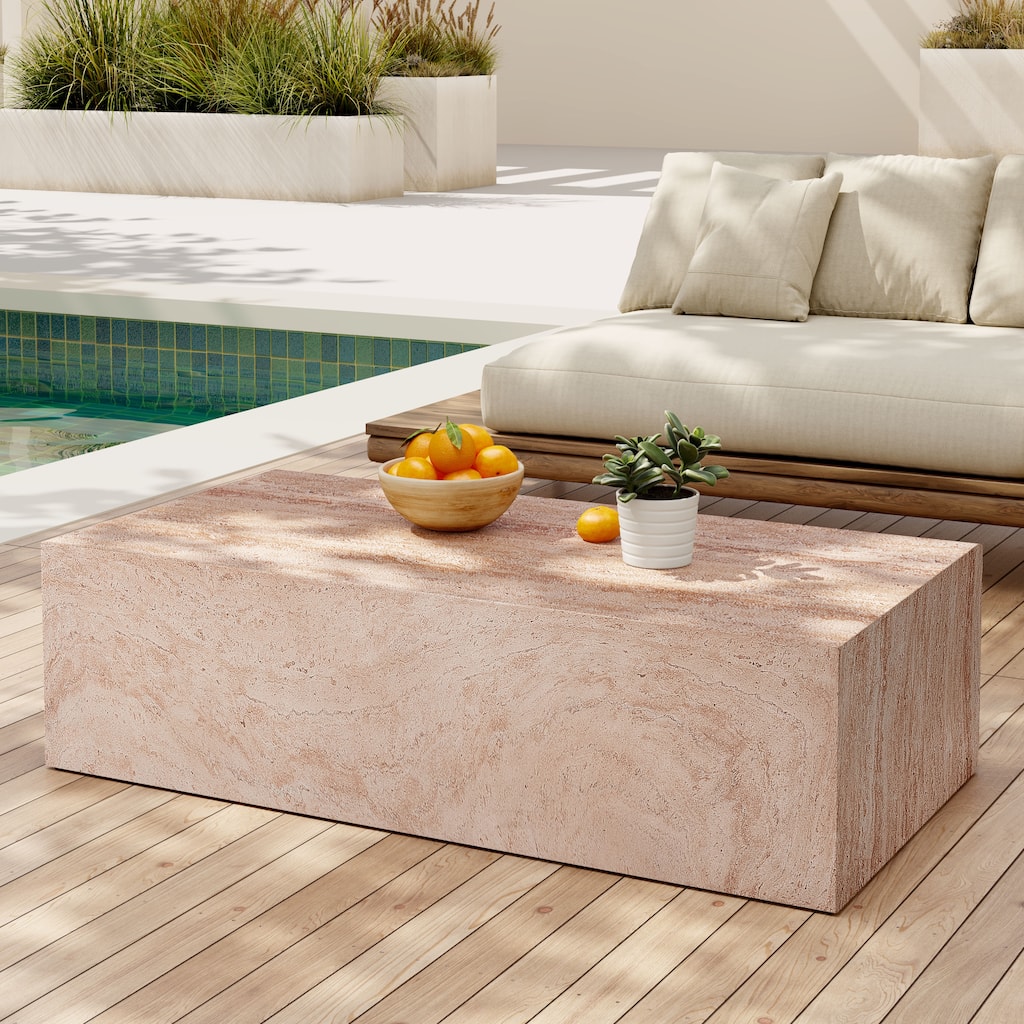 Christopher Knight Home - MGO Brown Rectangular Coffee Table for Indoor and Outdoor Use