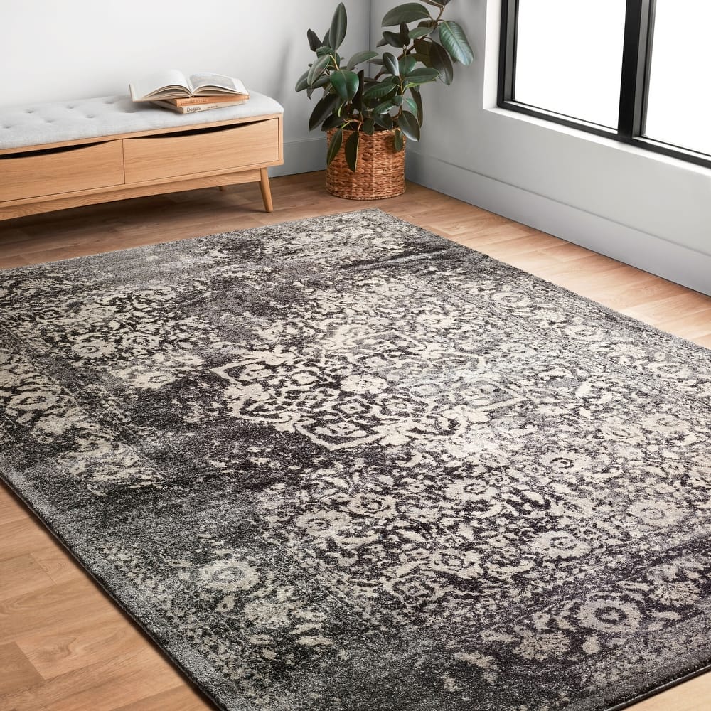 Alexander Home Brentley Traditional Distressed Medallion Area Rug