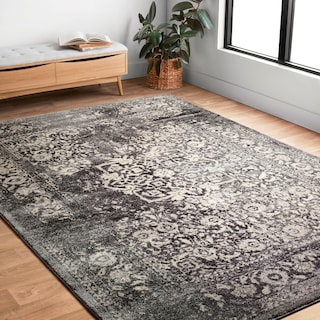 Alexander Home Brentley Traditional Distressed Medallion Area Rug