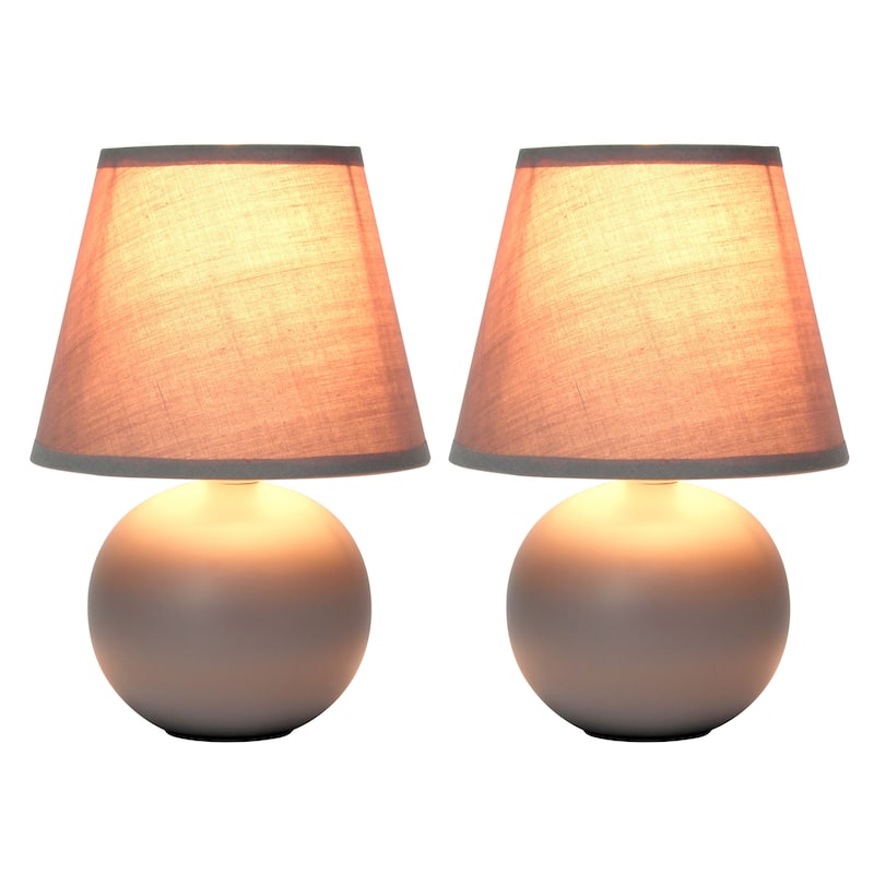 8.66" Petite Orb Lamp Two Pack Set w Matching Fabric Shade