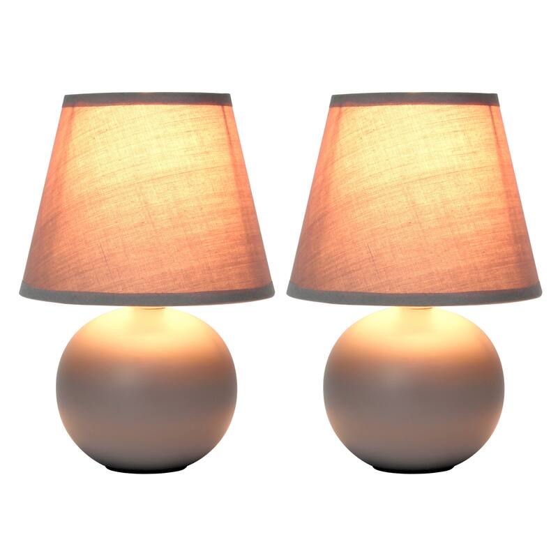 Creekwood Nauru 8.66" Ceramic Orb Base Bedside Desk Lamp, Set of 2 - Gray - 12.20x6.29x8.26