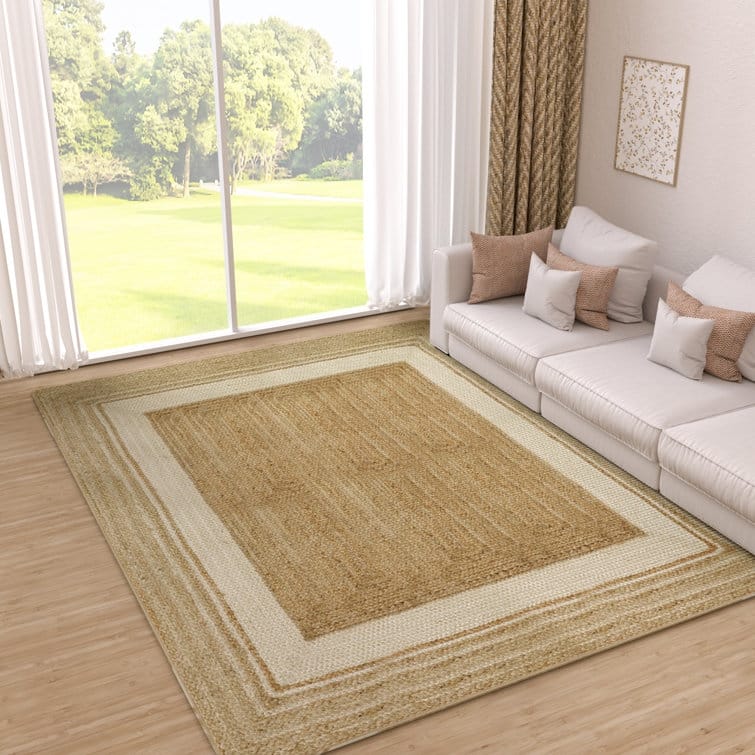 Jute Hand Braided Zigzag Stitch Natural Fibers Farmhouse Style Area Rug