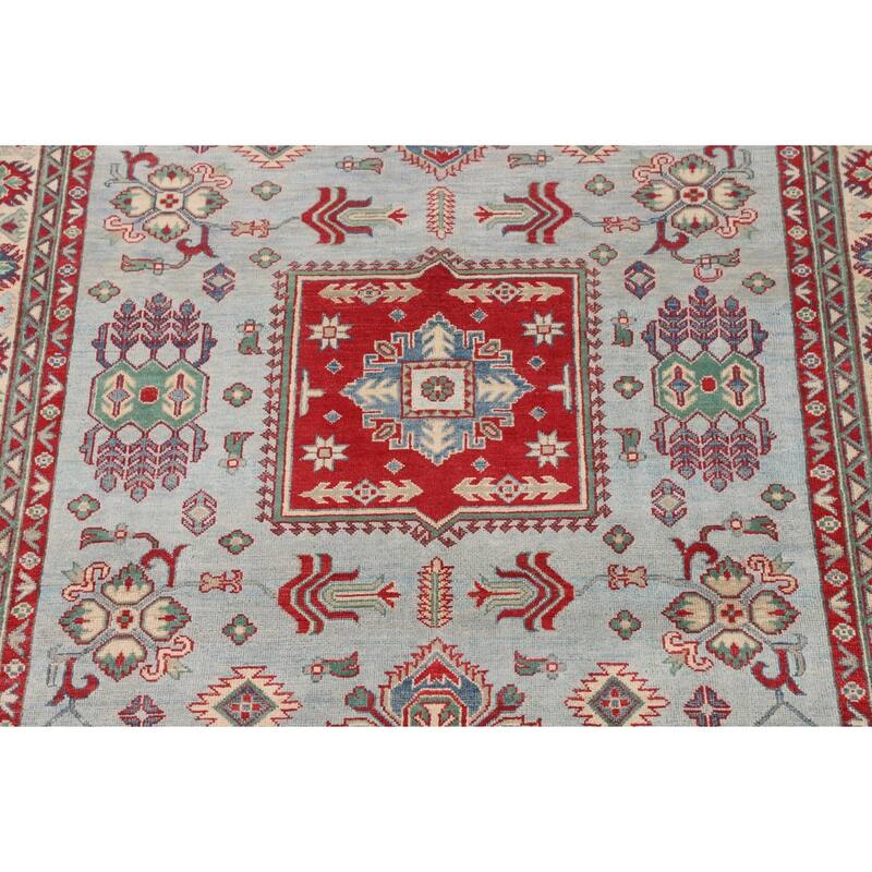 Geometric Kazak Oriental Area Rug Hand-Knotted Wool Carpet - 6'7" x 9'5"