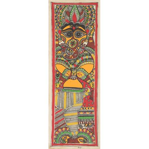 Novica Handmade Lord Ganesha In Lalitasana Madhubani Painting