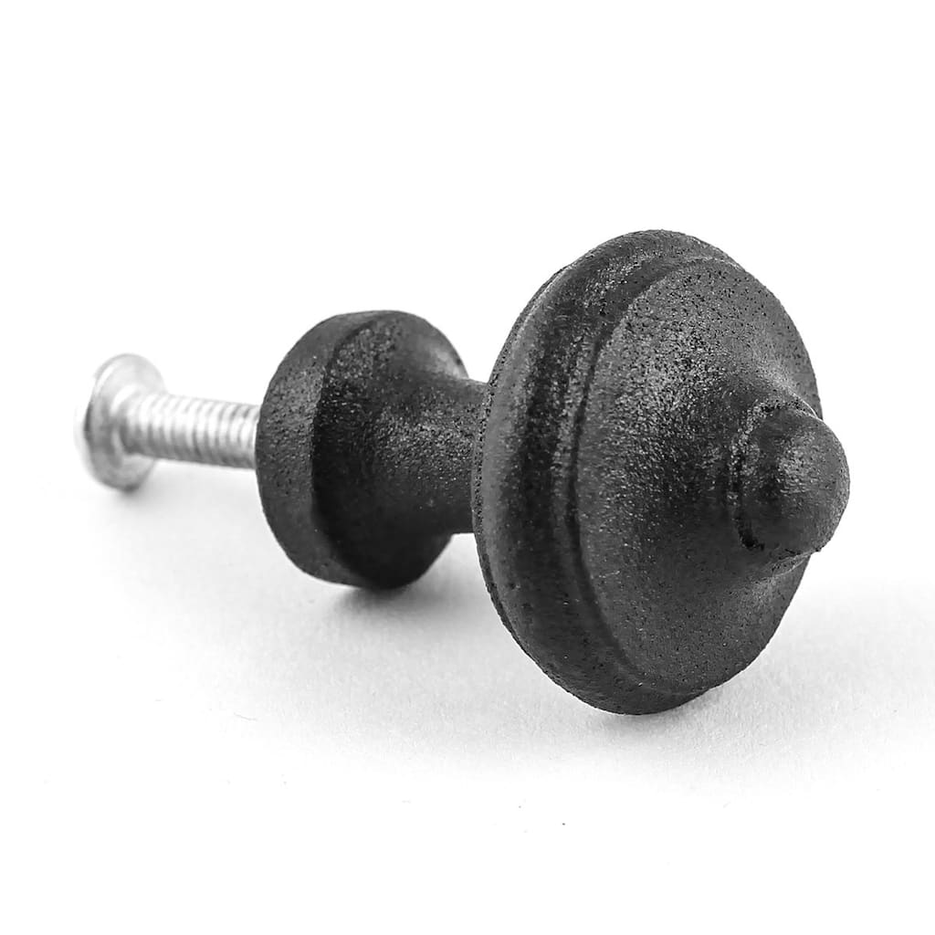 Black Wrought Iron Cabinet Knob 1" Diameter 1 3/8" projection, Screw Included Renovators Supply