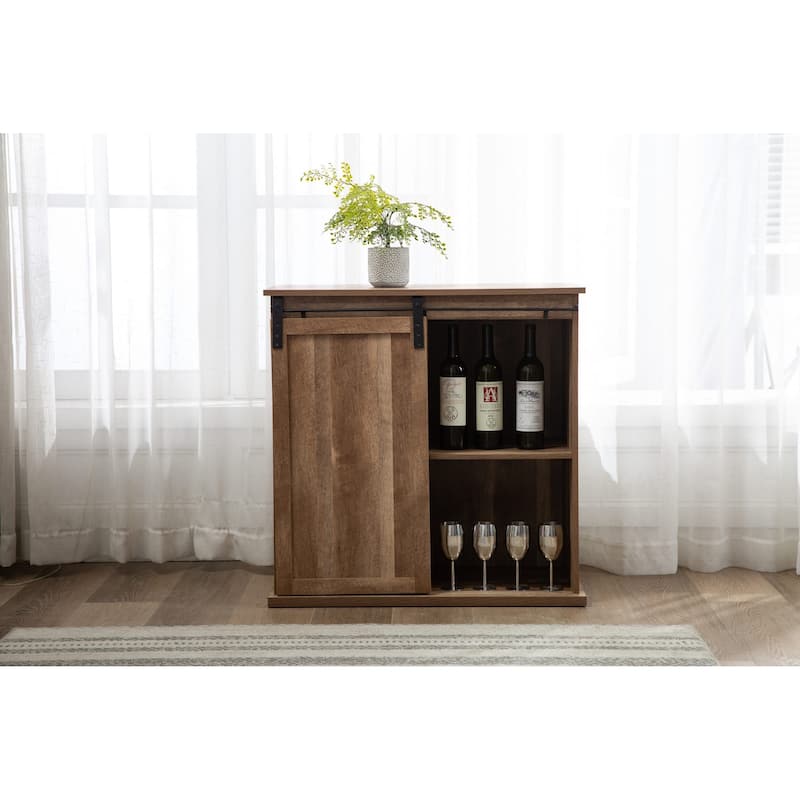 Carbon Loft Leguizamo Sliding Barn Door Wine Cabinet