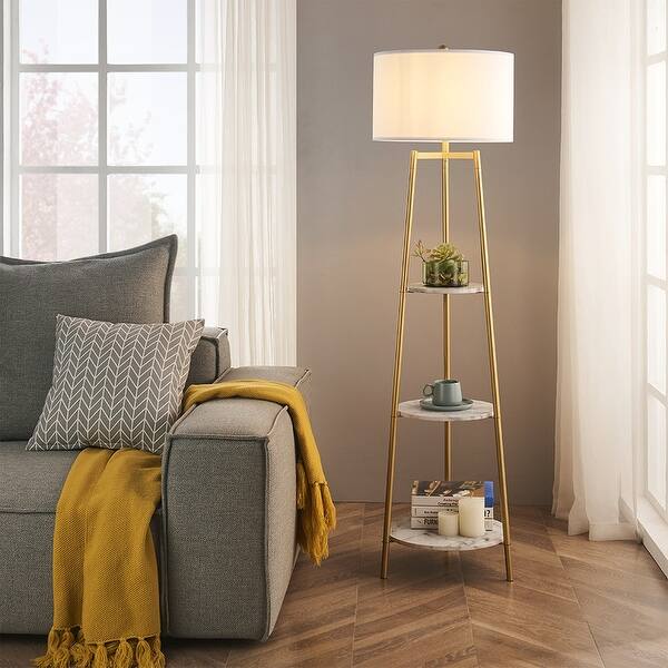 Shop Black Friday Deals On Rosen Garden Floor Lamp Standing Reading Light With Faux Marble Shelf Overstock 31112286