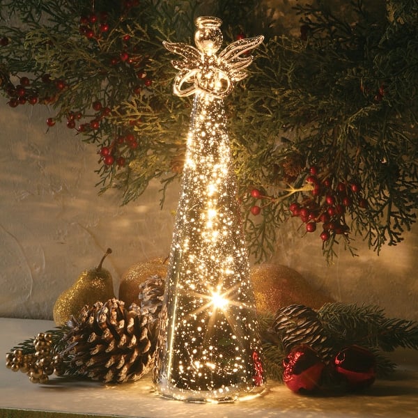 Shop Mercury Glass Angel Led Lighted Battery Powered Cordless