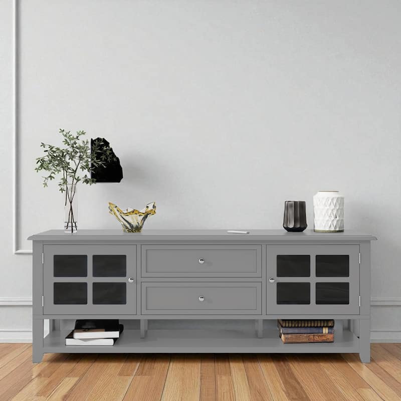59 Inch Modern TV Stand with Storage, Entertainment Center with 2 Cabinets and 2 Drawers for TVs Up to 60 Inch - Grey