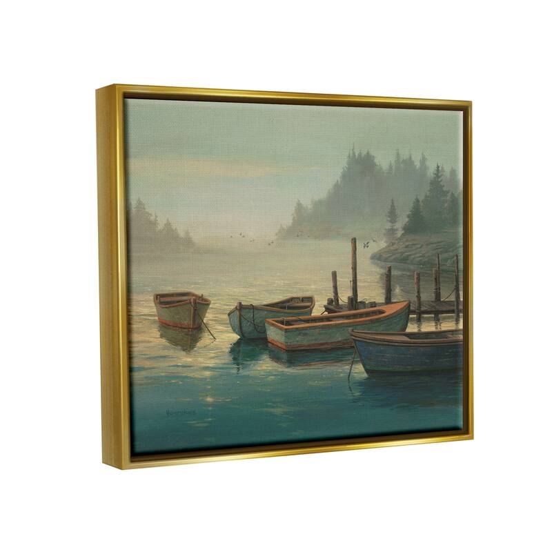 Stupell Docked Boats Landscape Framed Floater Canvas Wall Art Design by Michael Humphries