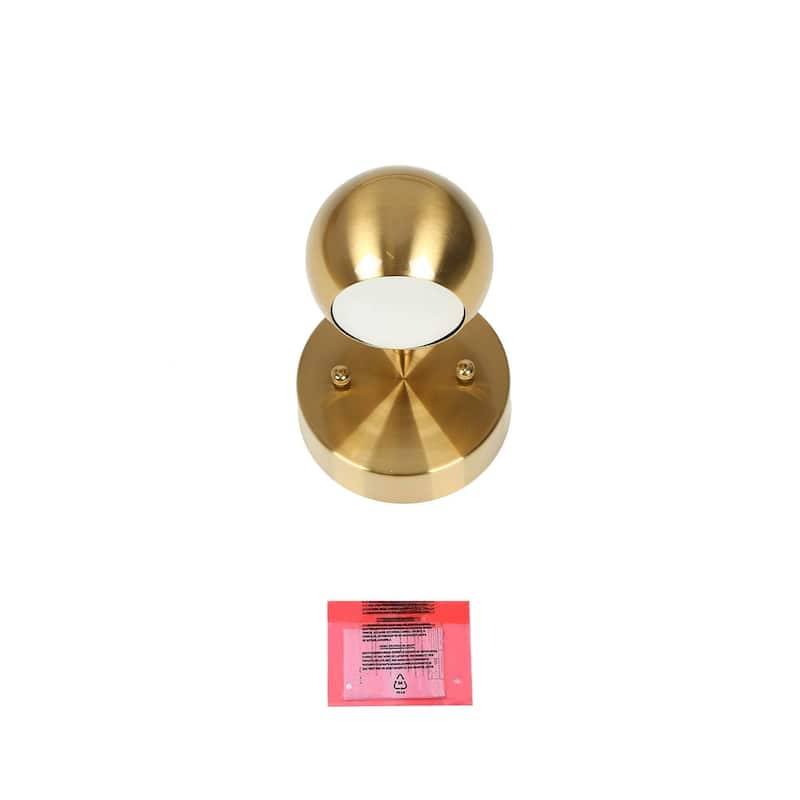 Modern 1-Light Gold Brass LED Wall Sconce Metal Bathroom Vanity Lights with Dome Shade - 4.7" L x 7" W x 8" H