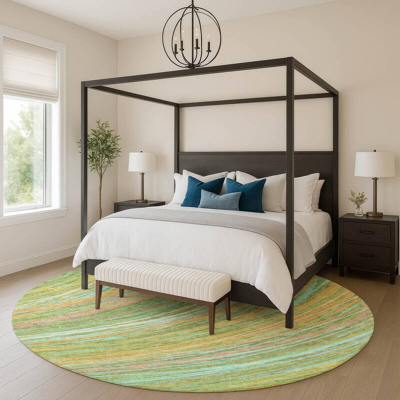 Premium Washable Super Soft Contemporary Horizon Mayfield Rug - Green - 8' x 8'