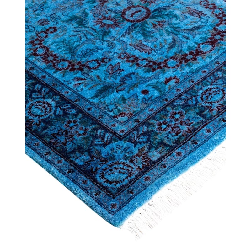 Fine Vibrance One-of-a-Kind Hand-Knotted Runner Rug - Blue, 2' 8" x 14' 7" - 2' 8" x 14' 7"