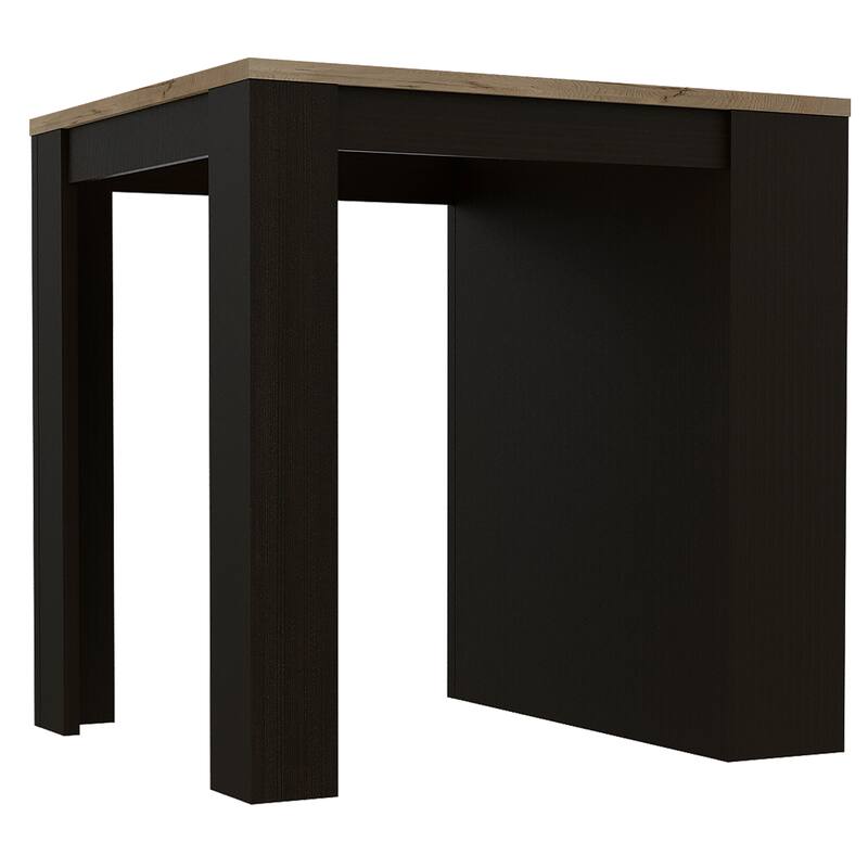 Kitchen Island Table, Two Legs, Three Side Shelves, Black / Pine