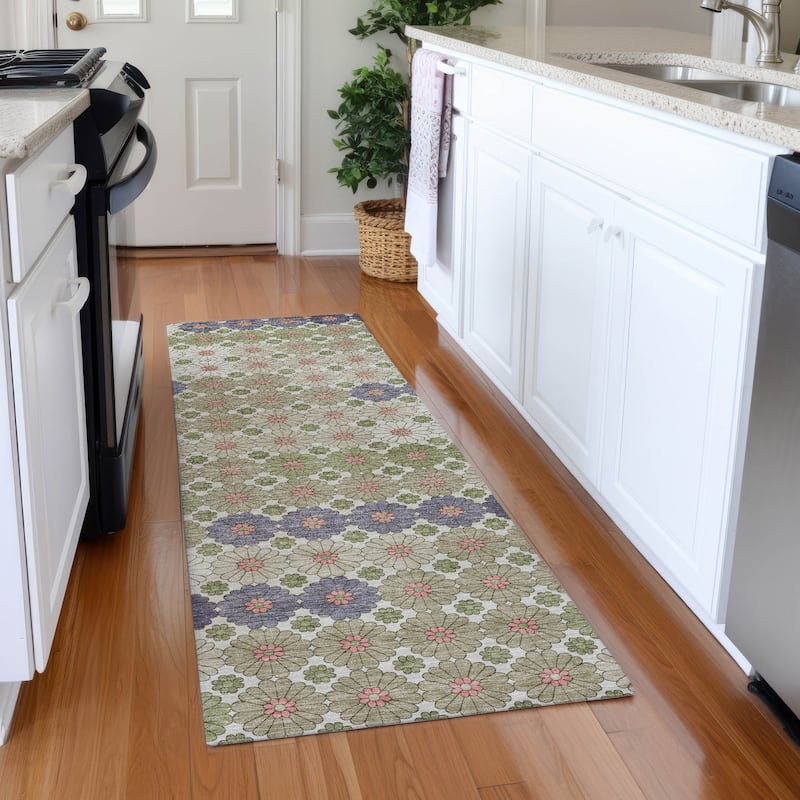 Premium Washable Super Soft Whimsy Mosaic Mayfield Rug - Aloe - 2'3" x 7'6"