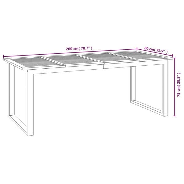 vidaXL Patio Table with U-shaped Legs 78.7"x35.4"x29.5" Solid Wood Acacia - 78.7" x 31.5" x 29.5"