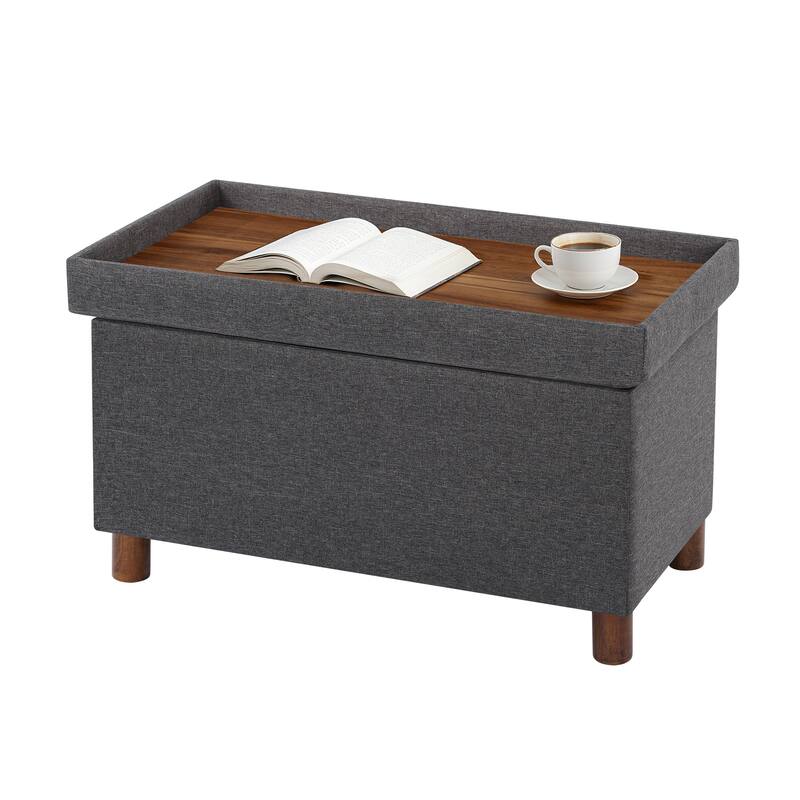 Adeco 30 Inches Storage Ottoman Bench for Living Room