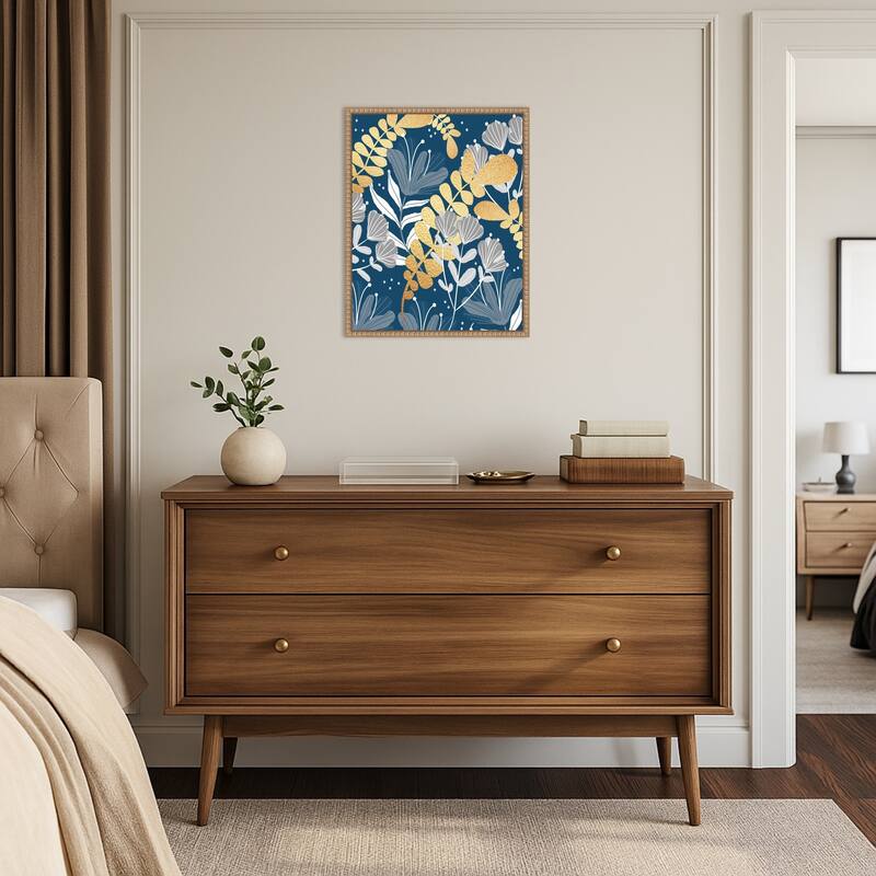 Blue Botanical Garden by Sannel Larson Framed Canvas Wall Art Print