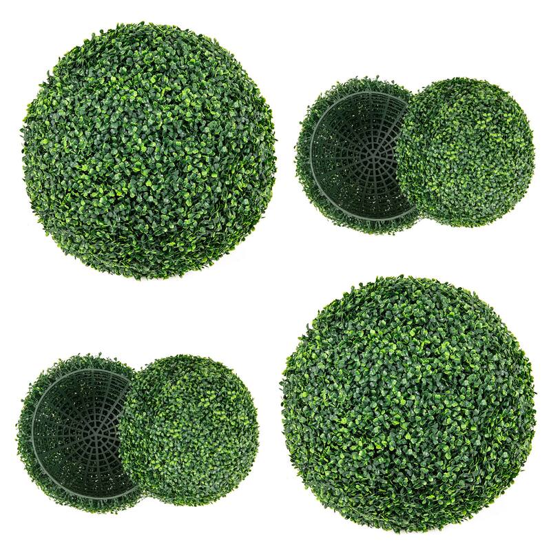 Gymax 2 PCS 20'' Artificial Boxwood Topiary Balls Sun-protective Round