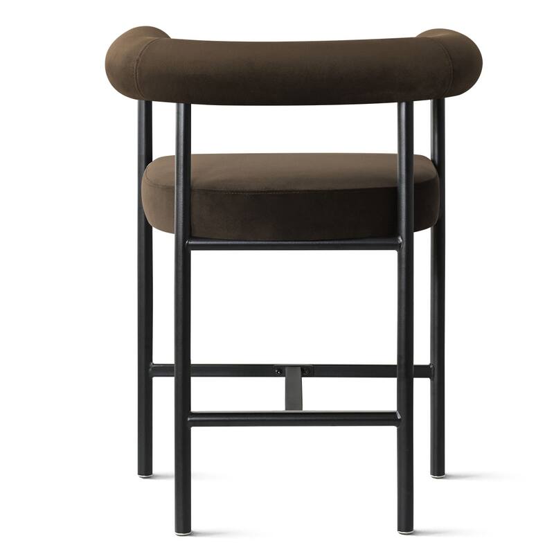Modern 24" Upholstered Velvet Solid Back Counter Stool with Arms
