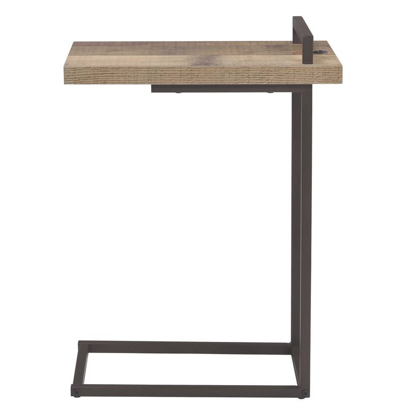 Mid Century Design Living Room Accent Snack Table with USB Port