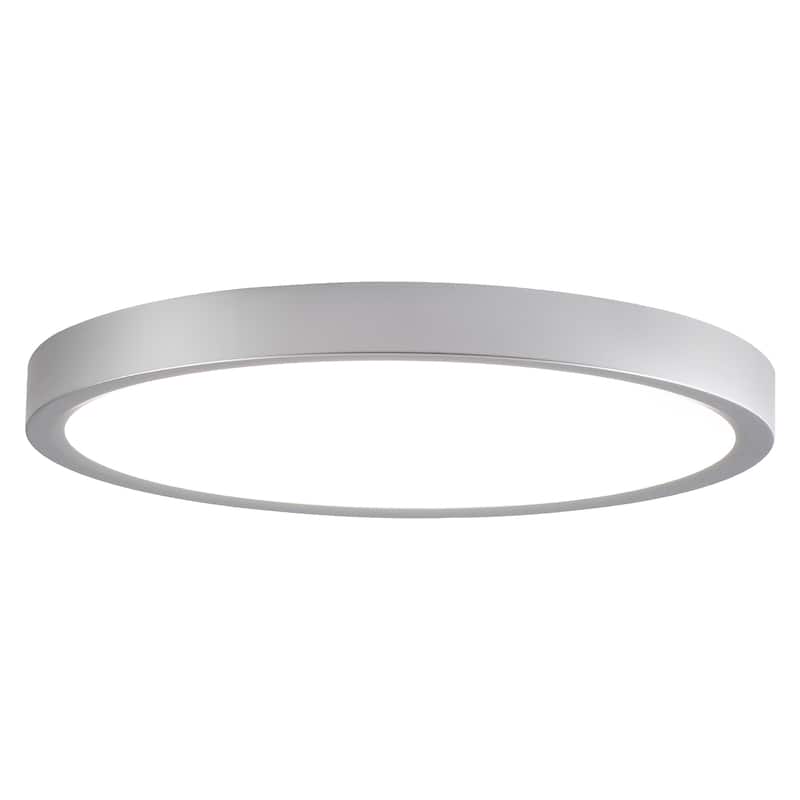 Modern 9.06-inch Round LED Flush Mount Ceiling Lighting for Hallway Bedroom - Sliver